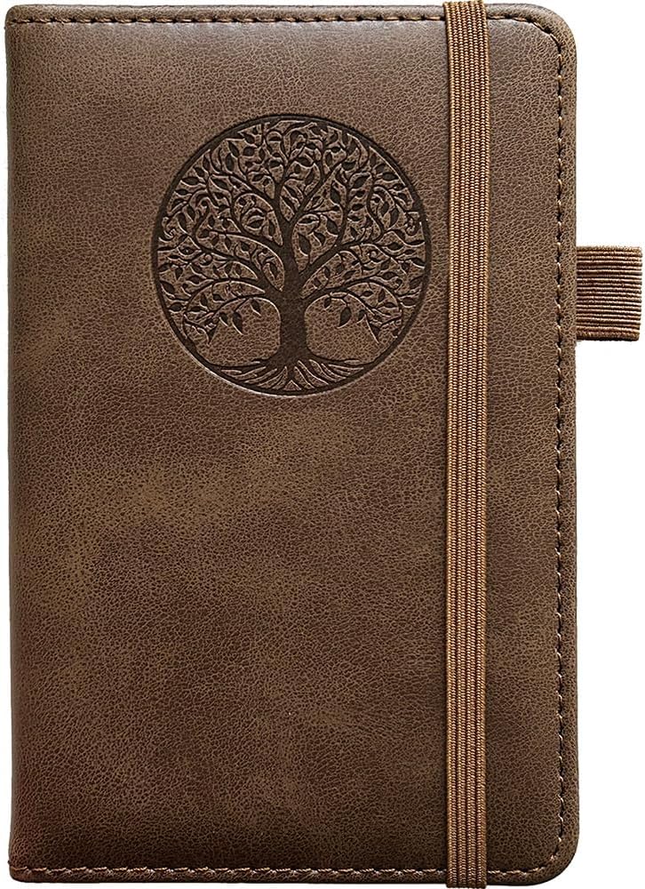 BIYUNRO Small Pocket Notebook, Leather Journal Mini (Wood) - Image 1